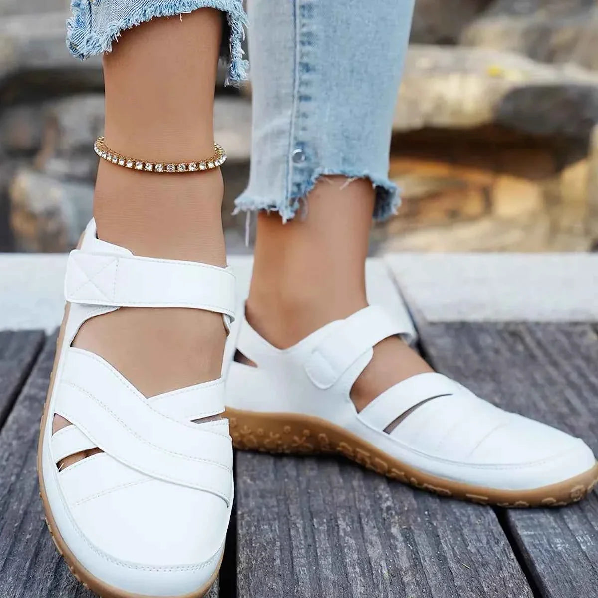 Women's Velcro Slip-On Sneakers | Casual Flat Walking Shoes | Comfortable Everyday Footwear