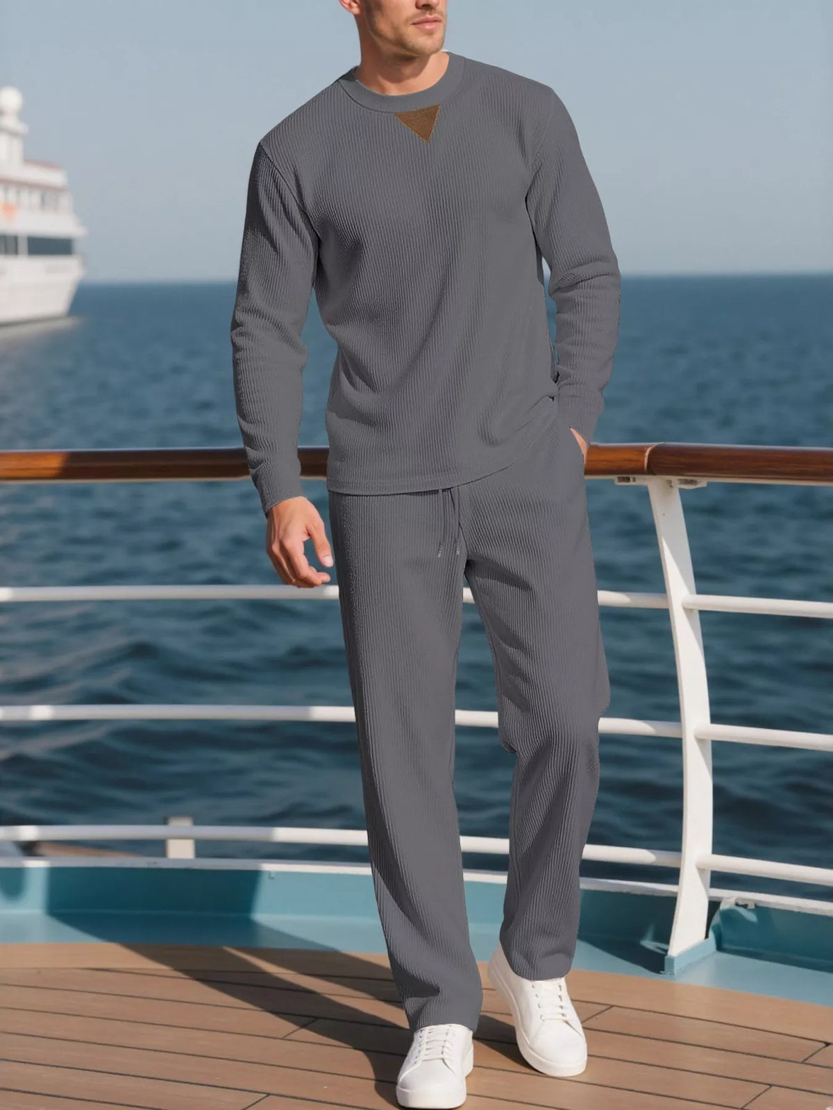 Men's Plus Size Crewneck Sweatshirt & Jogger Set