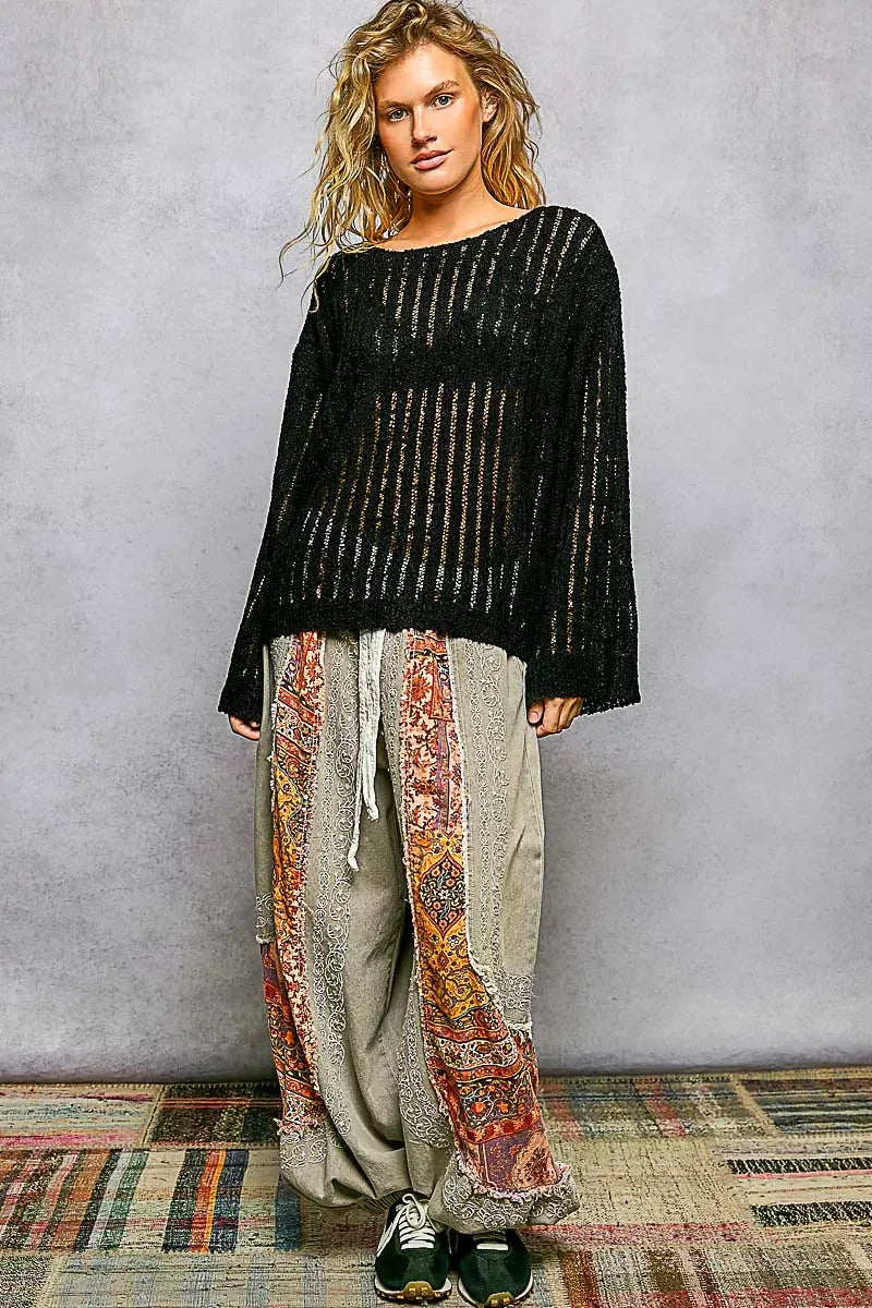 POL Open-Weave Round-Neck Sweater — photo 5