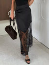 Women's asymmetrical lace-panel midi skirt