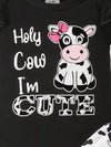 Clover Club Ruffled Cow Bodysuit and Shorts Set with Headband — product view 11
