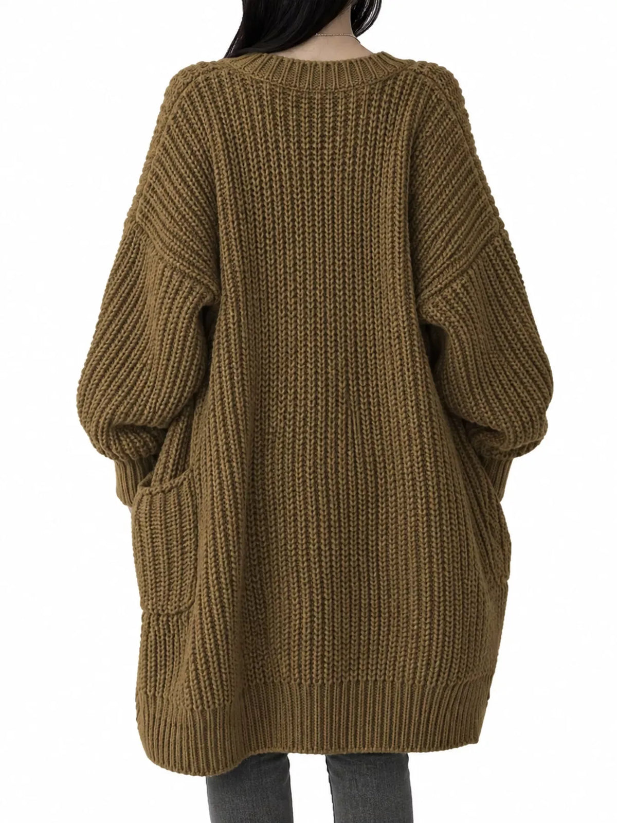 Oversized Openwork Longline Cardigan with Pockets — photo 19