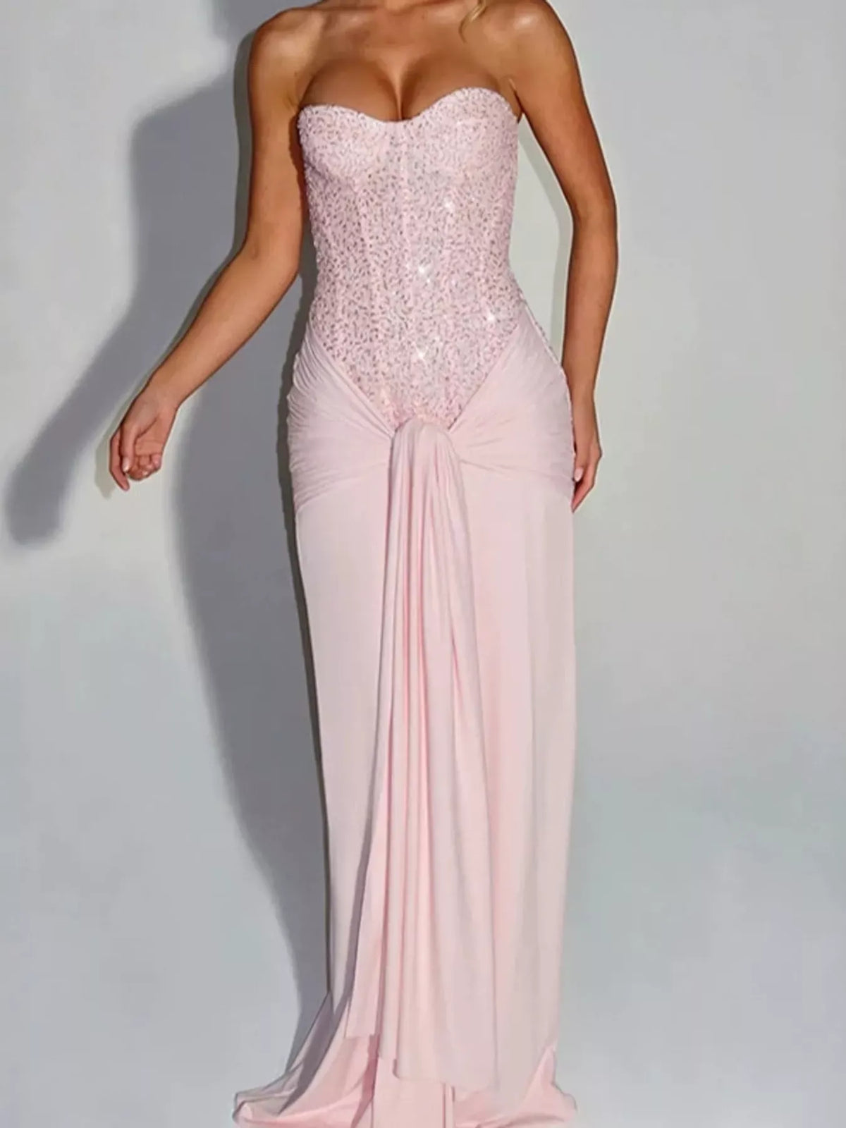 Women's Strapless Sequin Corset Maxi Dress — photo 30