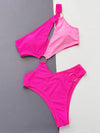 Hot pink cutout one-piece swimsuit with removable padding