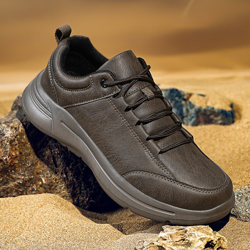 Men's British-Style Microfiber Leather Low-Top Sneakers | Round Toe Casual & Sports Shoes | EU 39–48