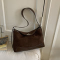 Women's Suede Bucket Crossbody Bag – Lock-Clasp Shoulder Bag with Double Straps
