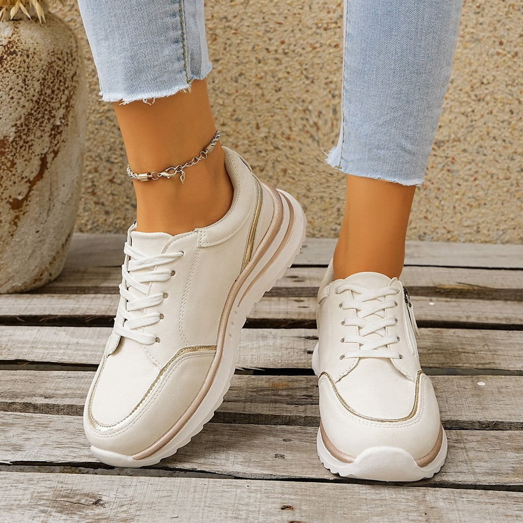 Women's Side-Zip Chunky Sole Sneakers - Breathable Casual Fashion Sneakers