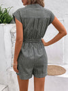 Liora Striped Notched Tie Waist Romper — product view 20