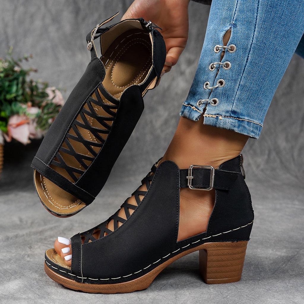 Women's Chunky Heel Sandals – Open Toe Block Heel Sandals for Women | Sizes 6–12