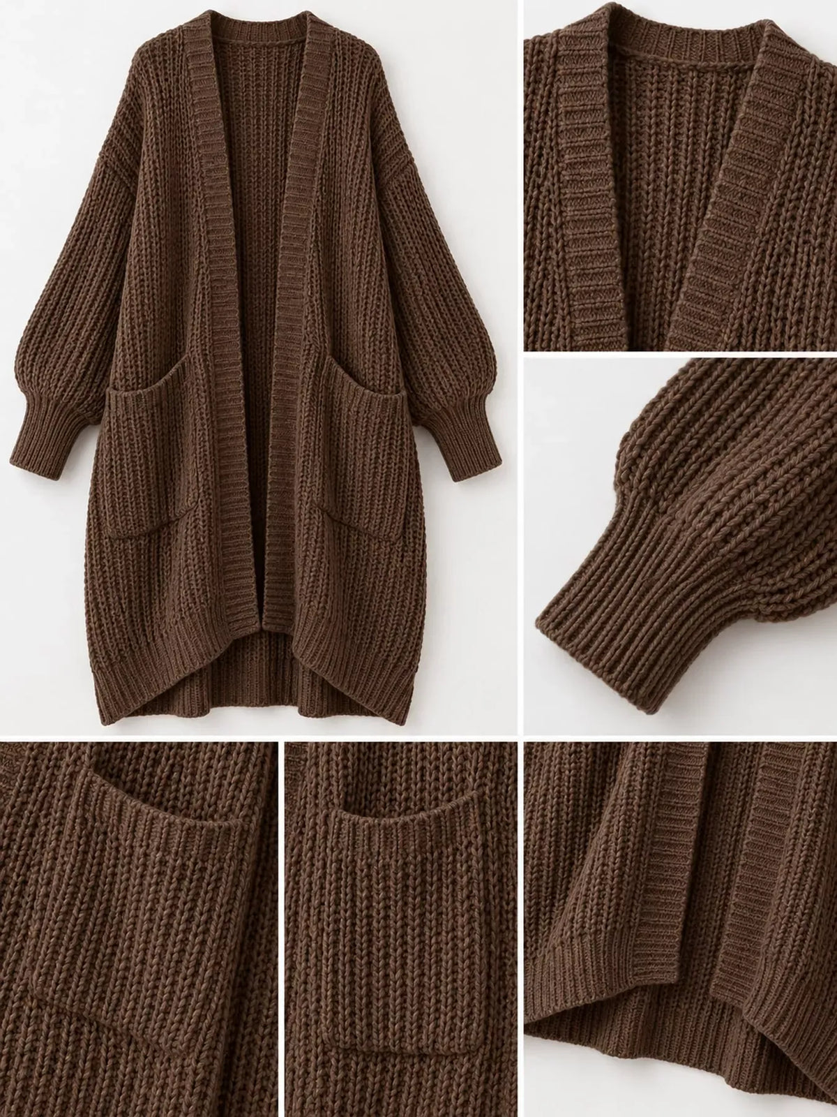 Oversized Openwork Longline Cardigan with Pockets — photo 27