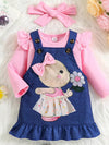 Little Orbit Ruffled Bodysuit and Overall Dress Set with Headband — product view 4