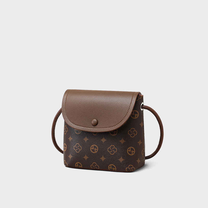 Women's Bucket Shoulder Bag – Patchwork Synthetic Leather Streetwear Handbag
