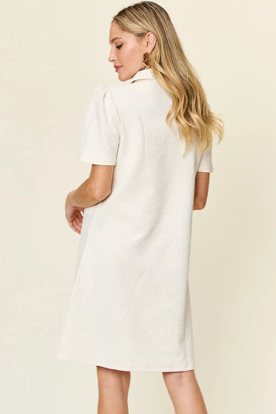 Another view: Textured Collared Short-Sleeve Dress — Full Size