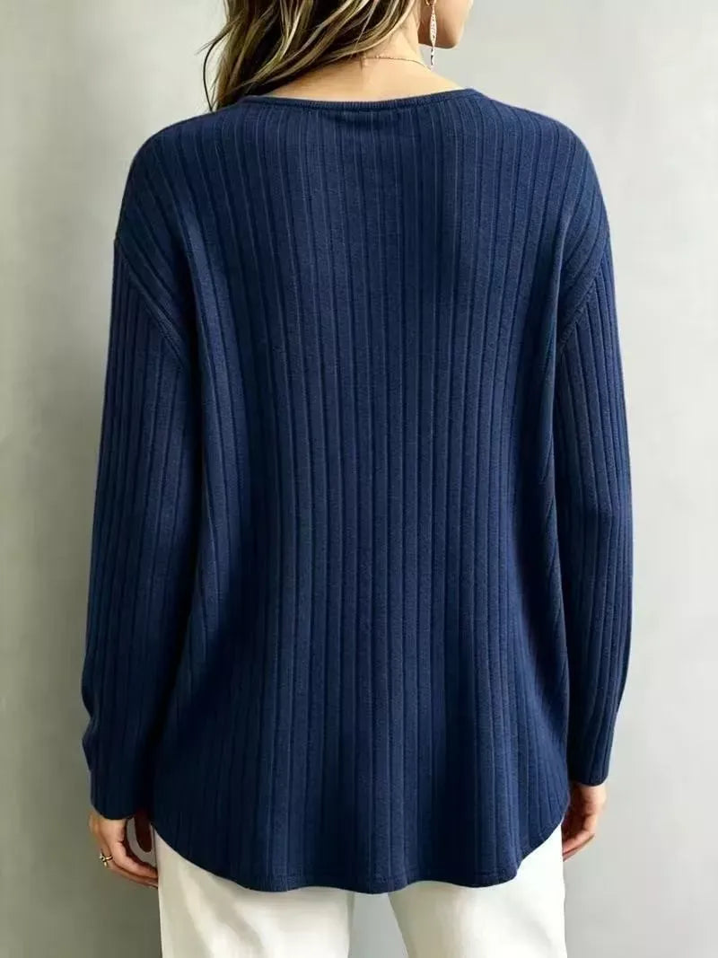 Women's Ribbed V-Neck Long-Sleeve Top — photo 19