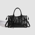 Women's French-Style Studded Biker Crossbody Bag - Premium PU Leather Shoulder Bag