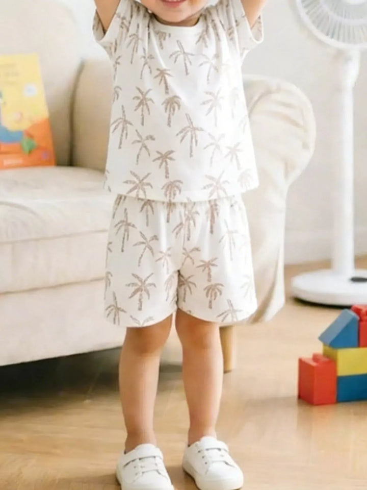 Kids' Tropical Palm Print Tee & Shorts Set