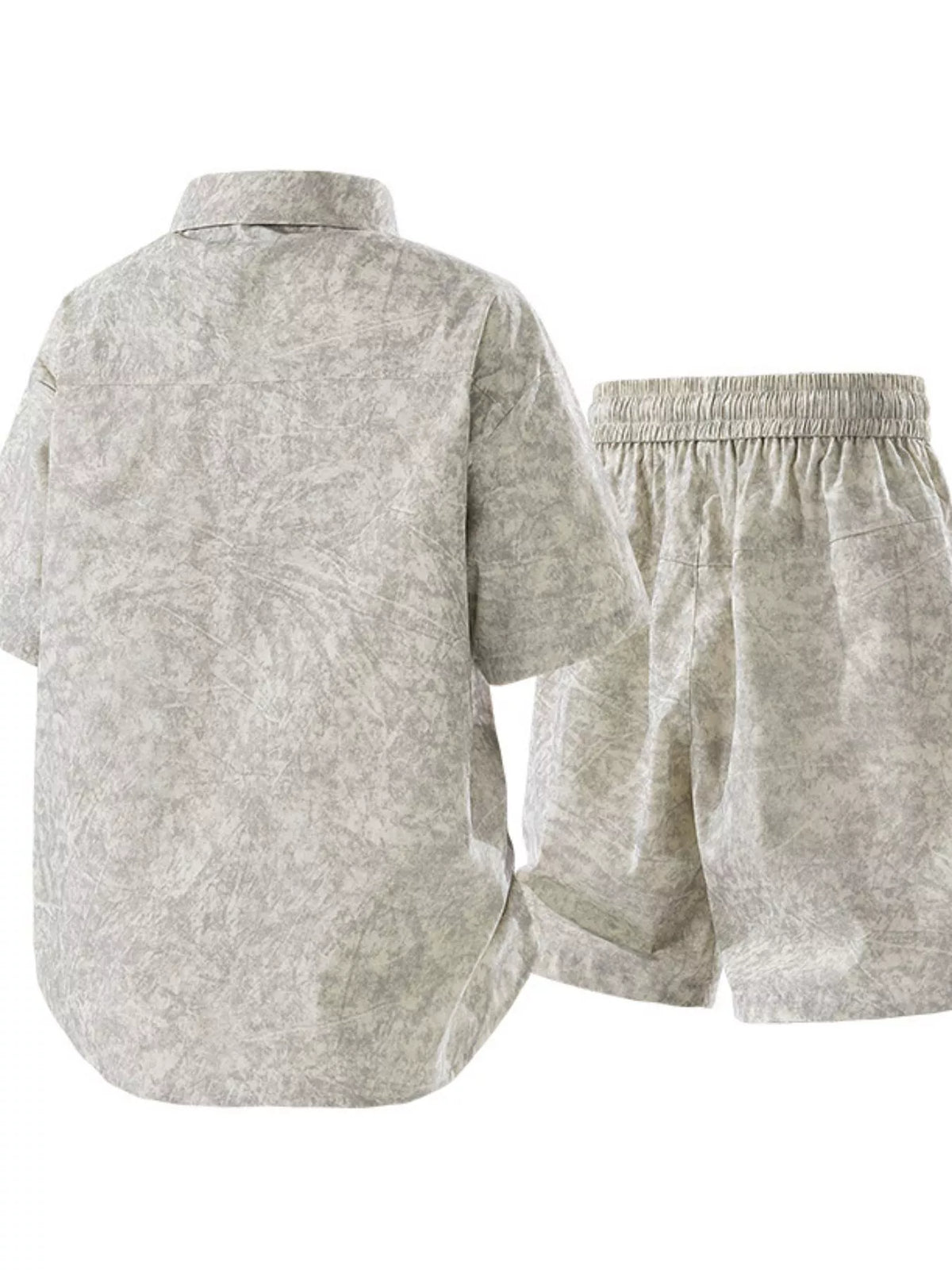Men’s Textured Drawstring Shirt & Shorts Set