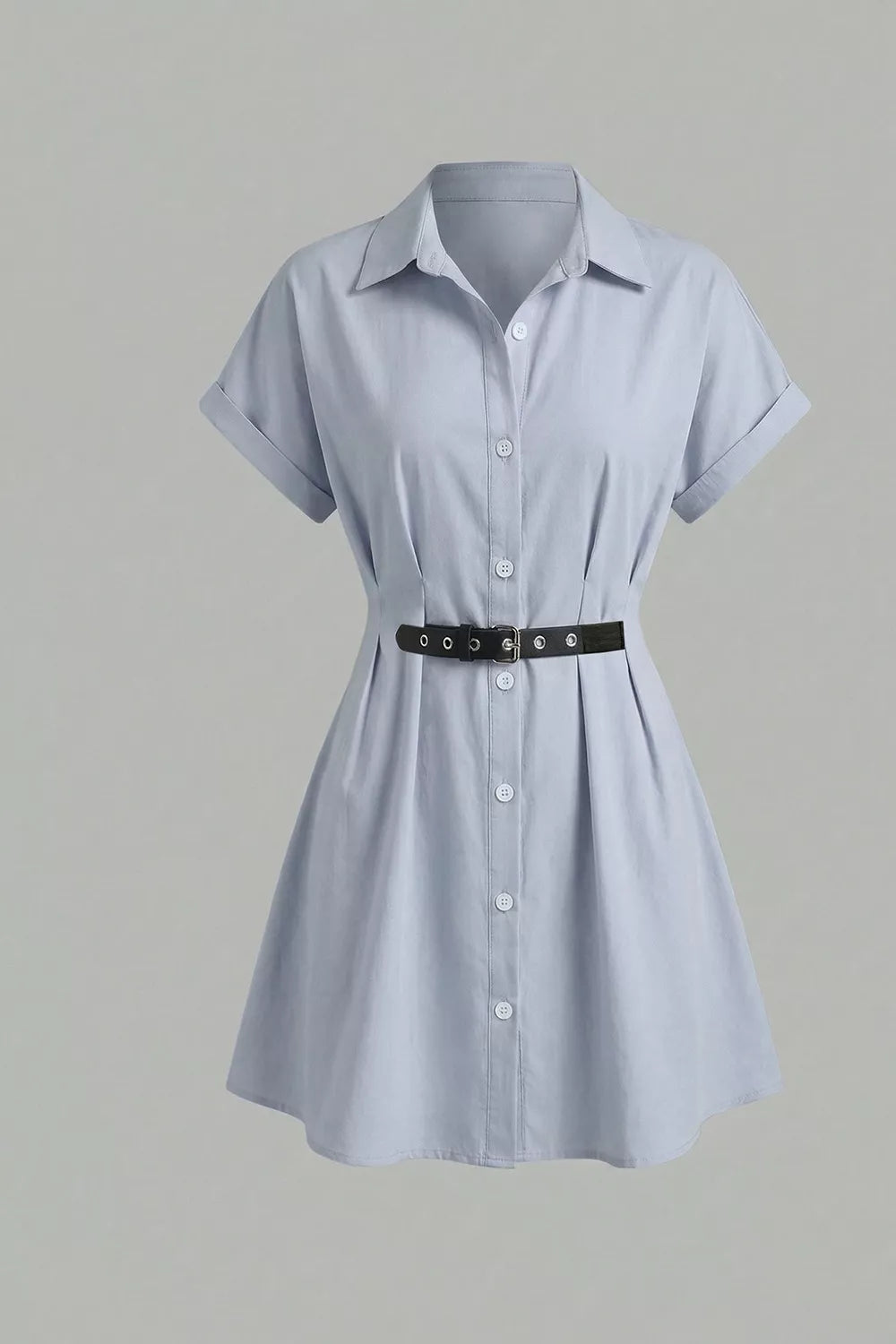 Light Blue Button-Up Shirt Dress