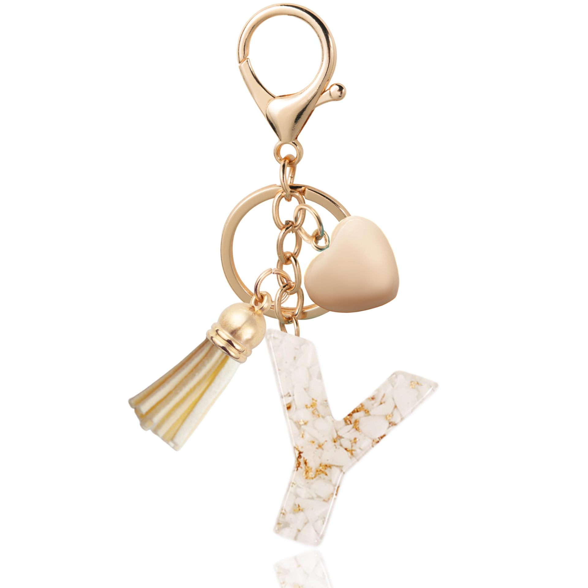 Personalized Heart Shell Letter Pendant Necklace with Tassel - A-Z Initial Charm
