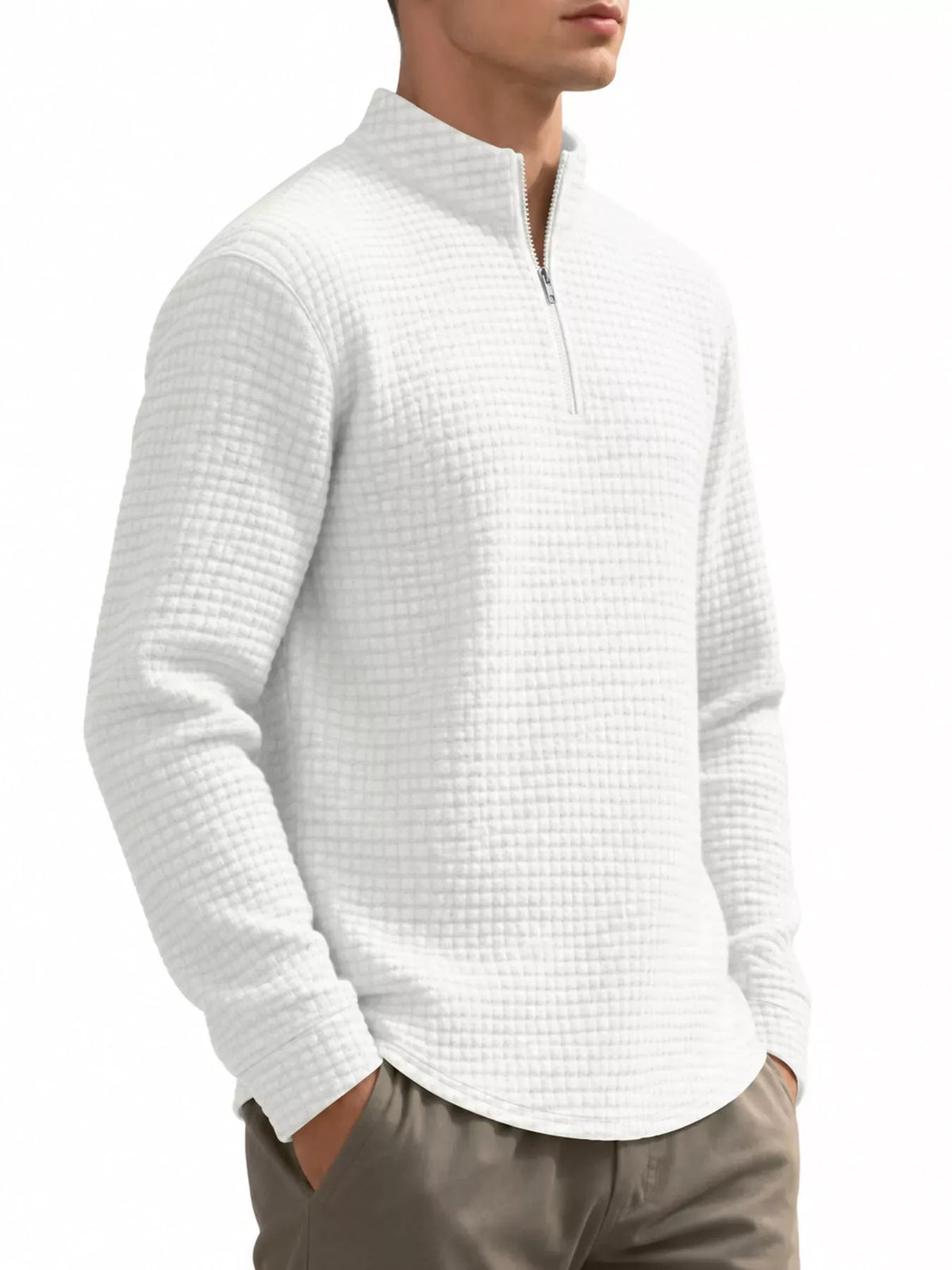 Men's Waffle-Knit Quarter-Zip Sweatshirt — photo 3