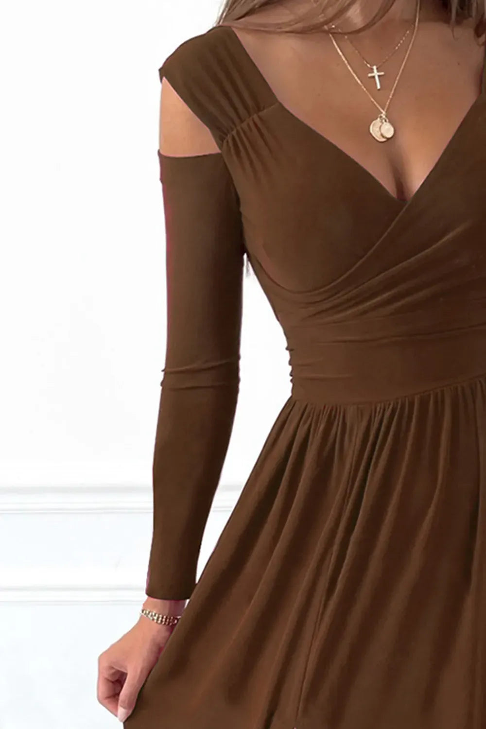 Women's Surplice Long-Sleeve Maxi Dress with Slit — photo 5