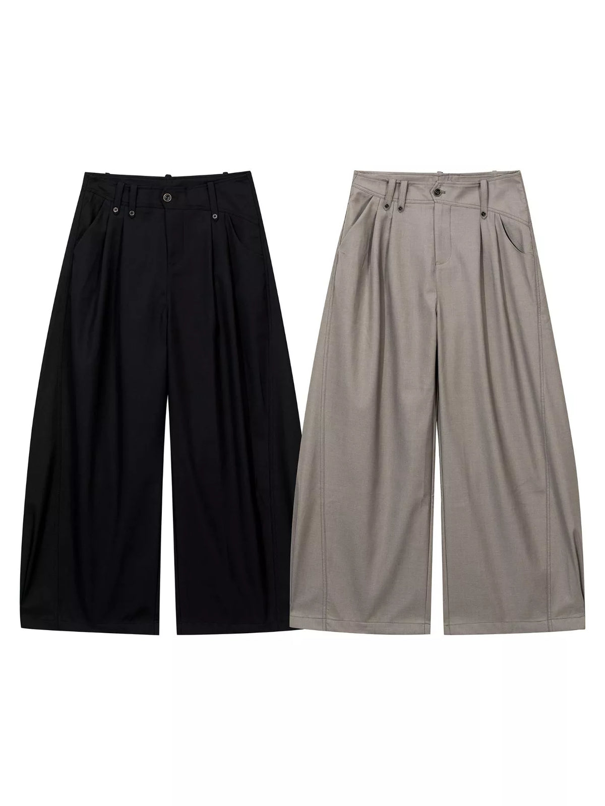 Men's High-Waisted Pleated Wide-Leg Pants