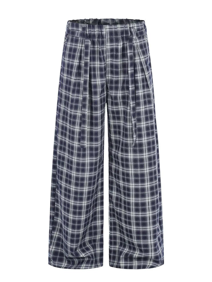 Men's Plaid Wide-Leg Trousers