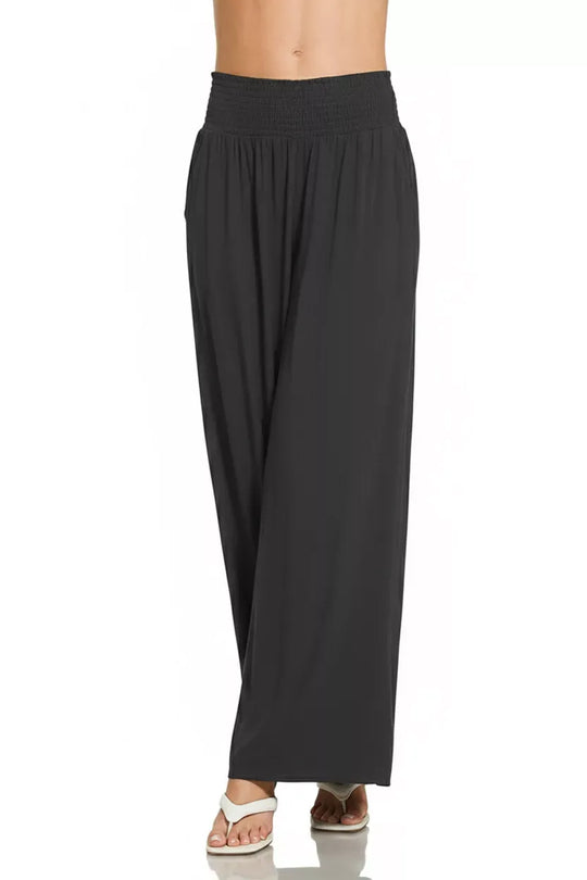 Another view: Smocked Waistband Wide Leg Lounge Pants