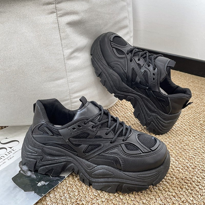 Women's Thick-Soled Breathable Platform Dad Sneakers | Chunky Heel Lace-Up Casual Shoes