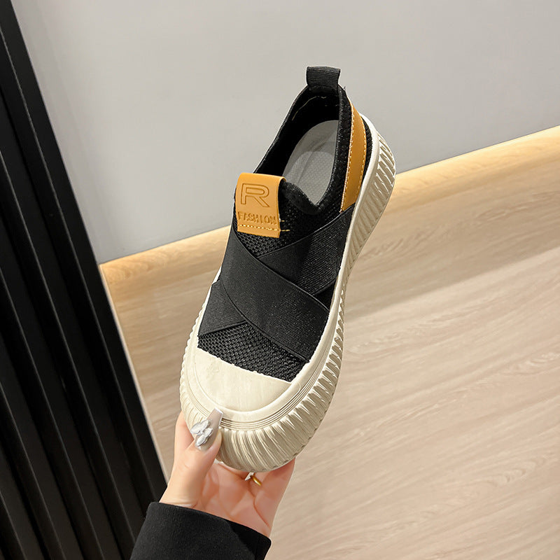 Women's Breathable Mesh Canvas Sneakers | Casual Flat Low-Top Shoes