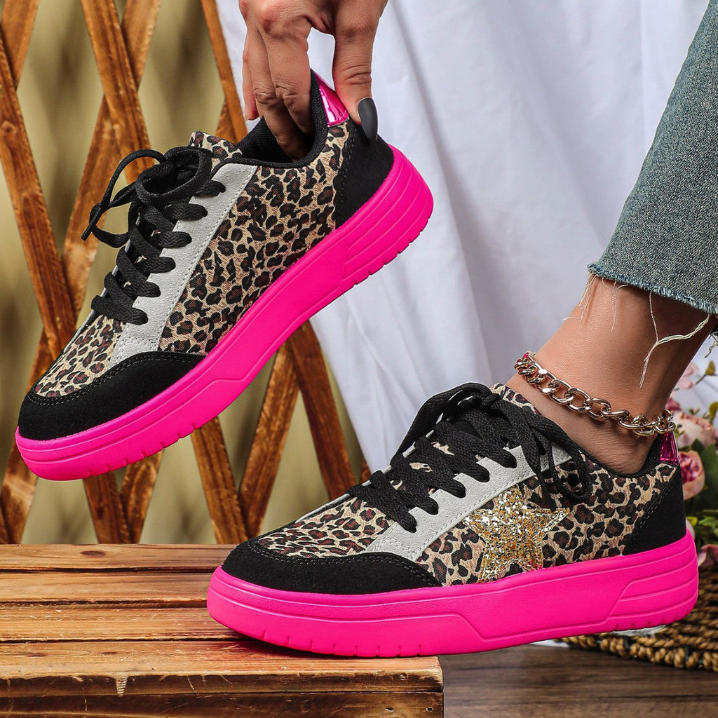 Leopard Print Retro Skate Shoes | Unisex Low-Top Sneakers | Men's & Women's