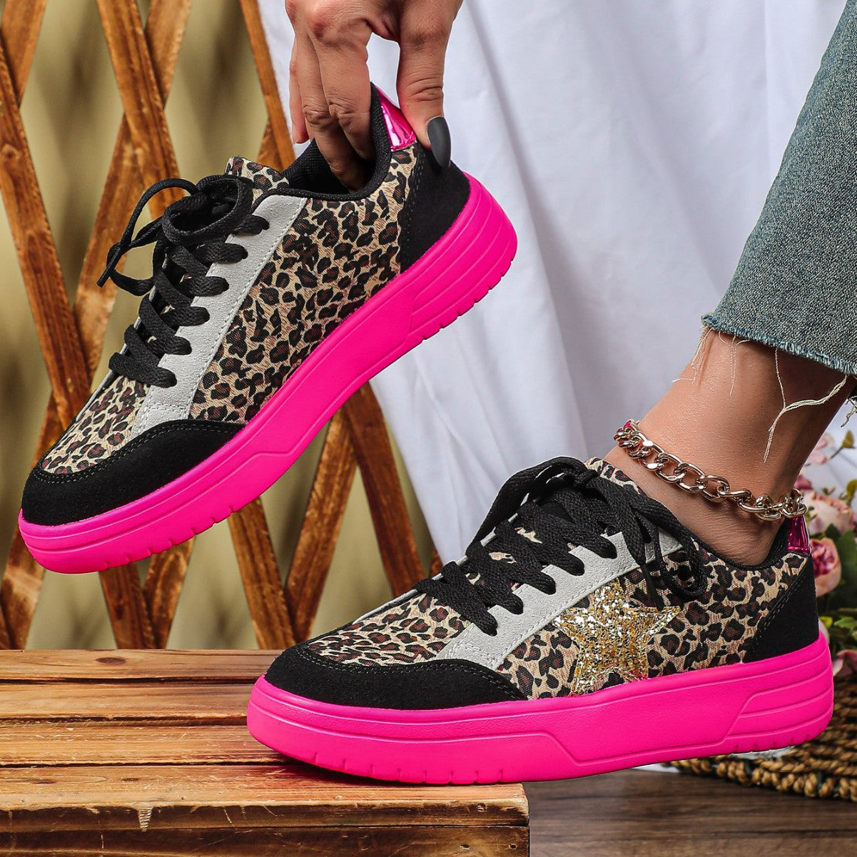 Leopard Print Retro Skate Shoes | Unisex Low-Top Sneakers | Men's & Women's