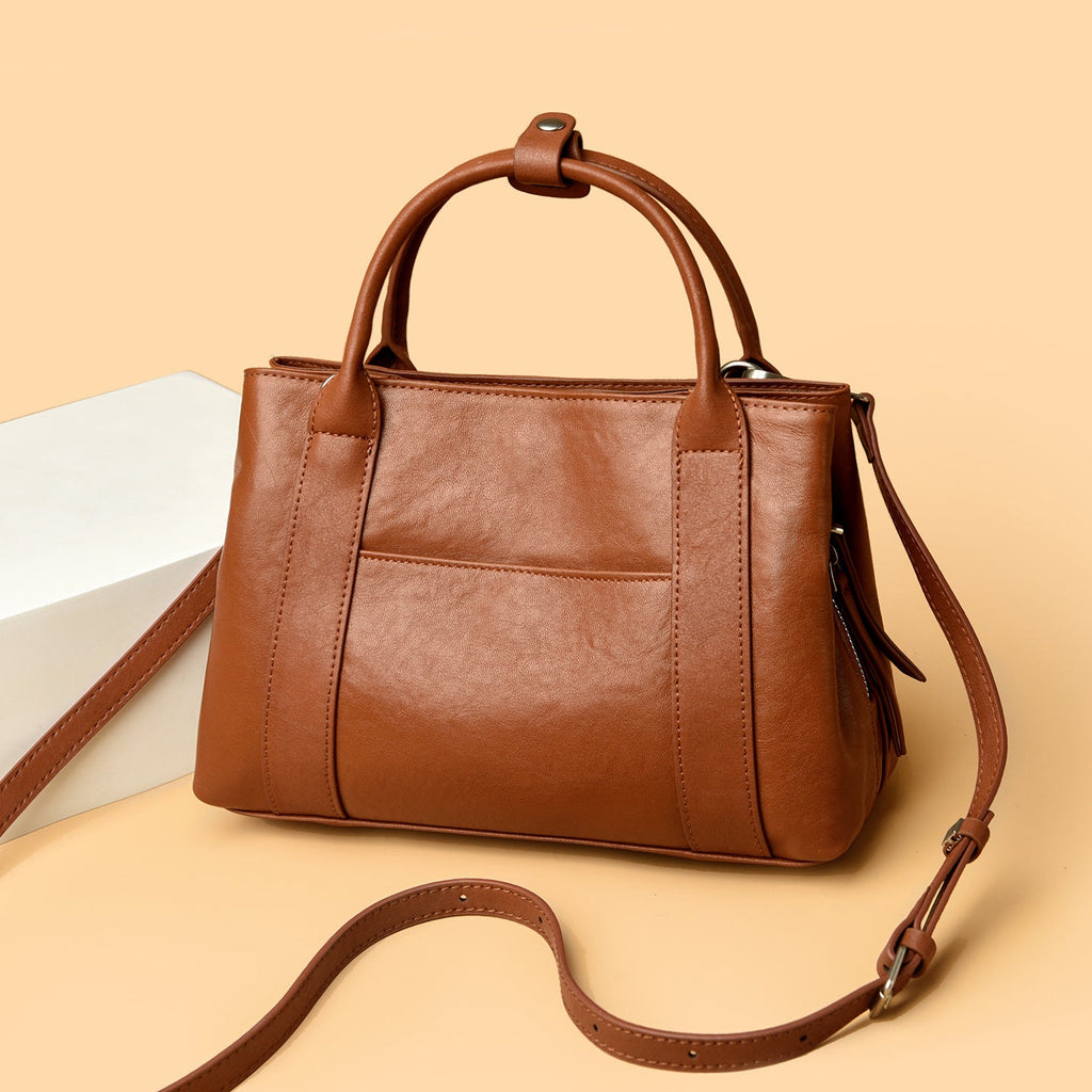 Women's Genuine Leather Crossbody Bag – Classic Minimalist Daily Commute Shoulder Bag