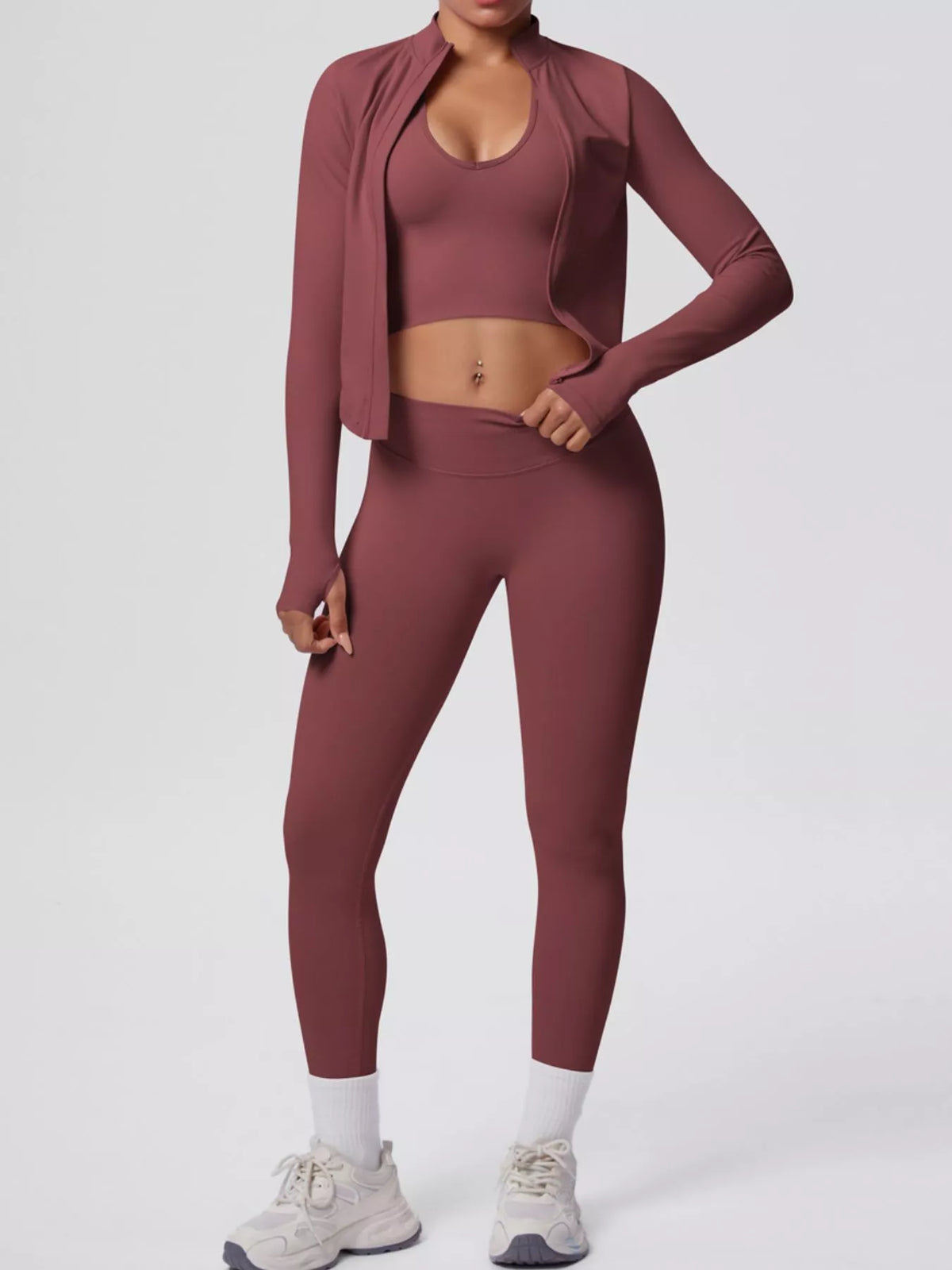 Tank, Zip Jacket & Leggings 3-Piece Active Set