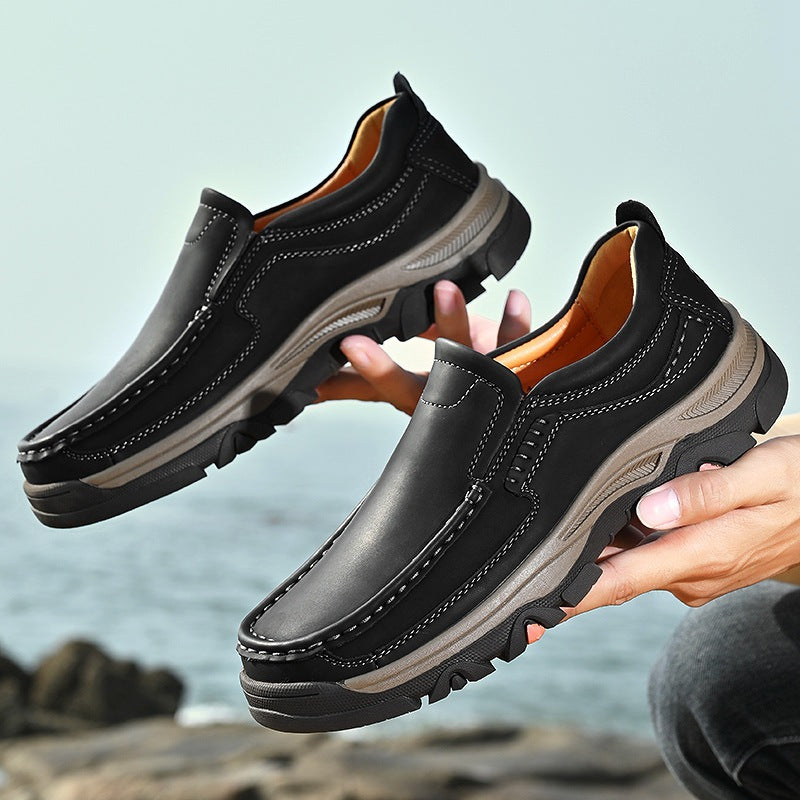 Men's Premium Leather Slip-On Casual Shoes - Lightweight Comfort Loafers