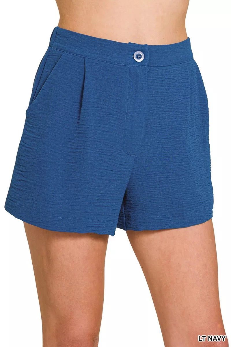 Woven Airflow Back Elastic Waist Shorts