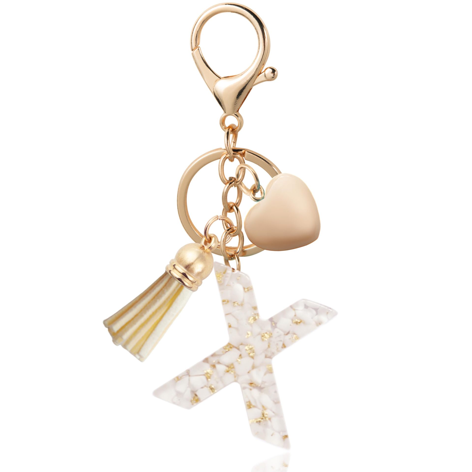 Personalized Heart Shell Letter Pendant Necklace with Tassel - A-Z Initial Charm