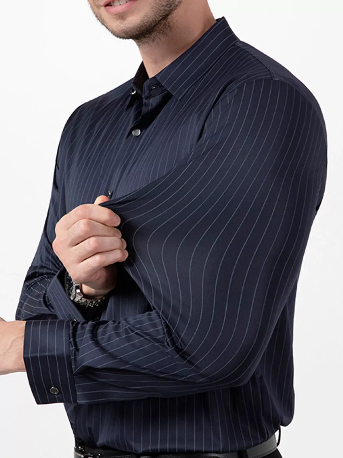 Men's Striped Stretch Long-Sleeve Dress Shirt — photo 19