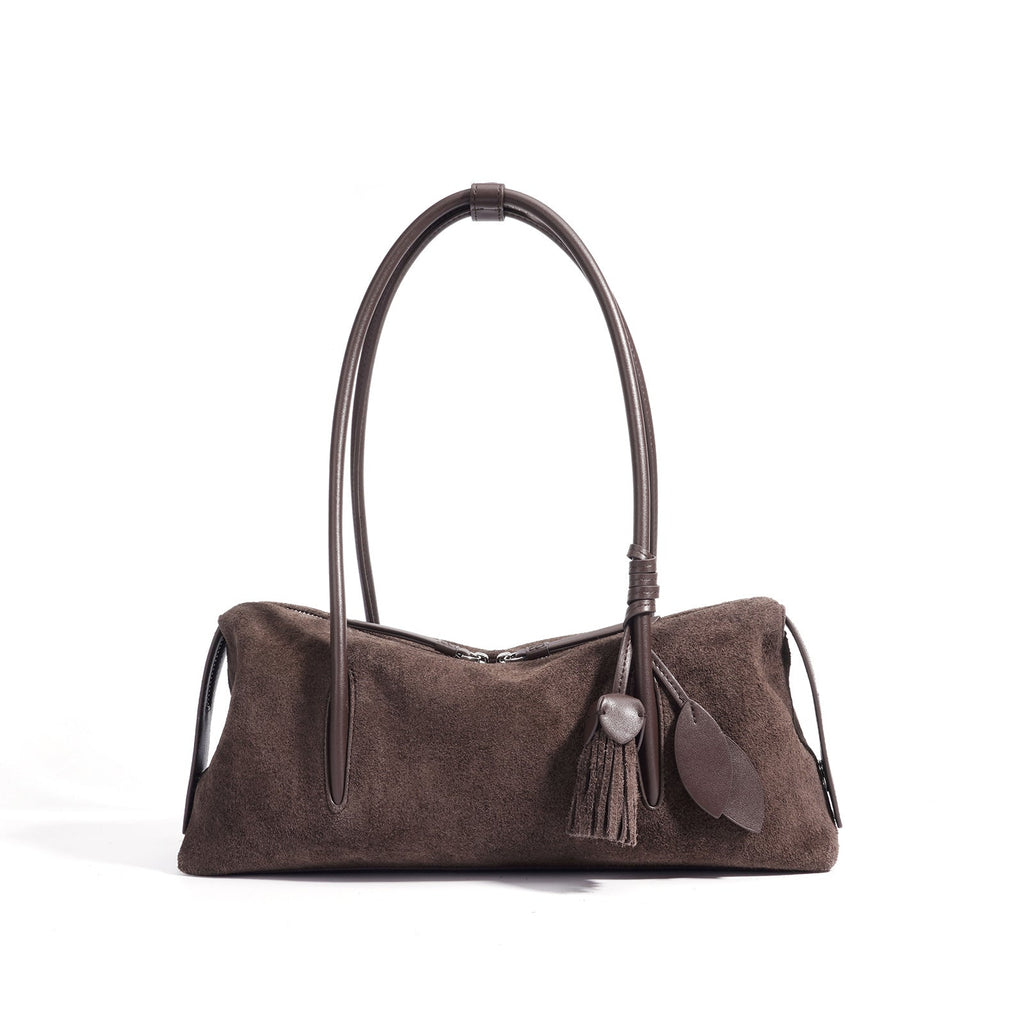 Women's Suede Leather Pillow Shoulder Bag | Minimalist Crossbody Handbag