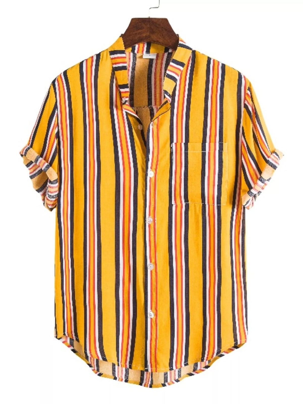 Men’s Striped Pocketed Short-Sleeve Shirt