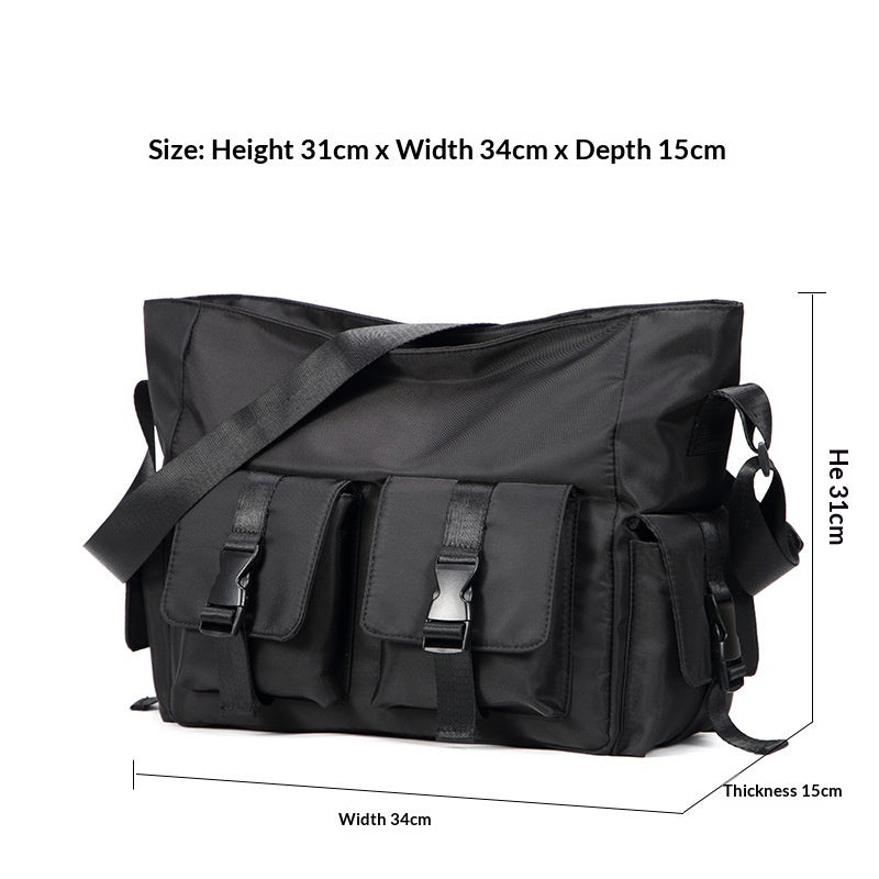 Men's Japanese Streetwear Canvas Crossbody Bag – Utility Shoulder Bag for Travel & Daily Use