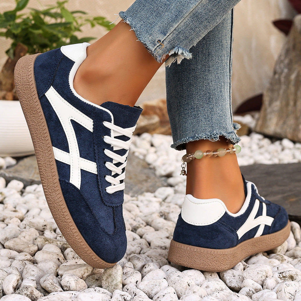 Women's Casual Athletic Sneakers - Lightweight Lace-Up Low-Top Shoes