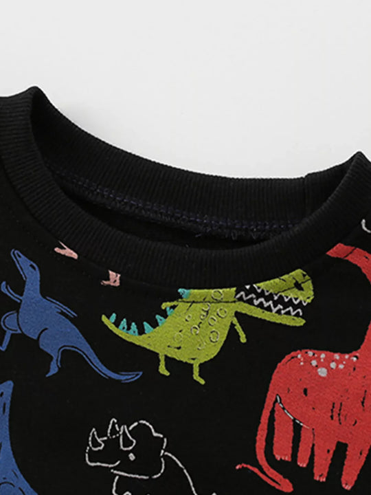 Another view: Kids’ Dinosaur-Print Sweatshirt — Black