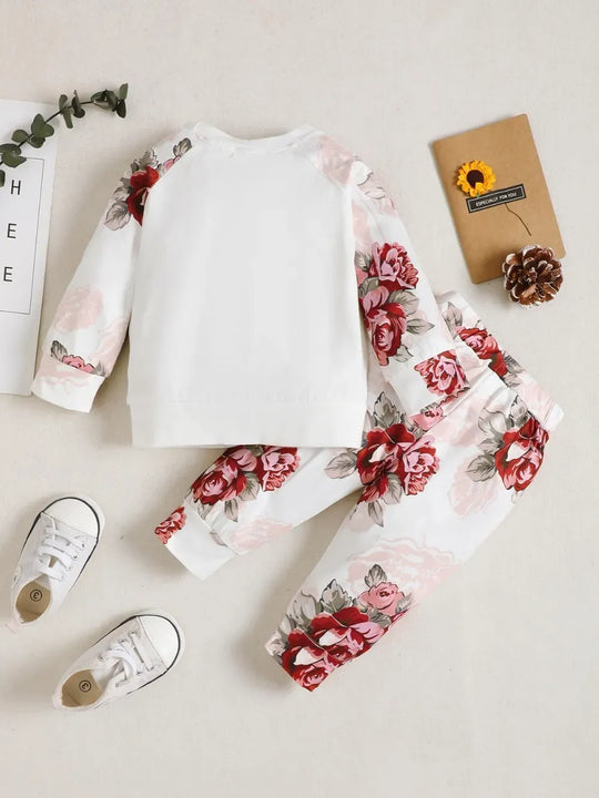Another view: Floral Baby Top & Pants Set