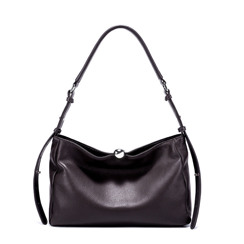 Luxury Genuine Leather Women's Pillow Bag – Full-Grain Cowhide Crossbody Handbag