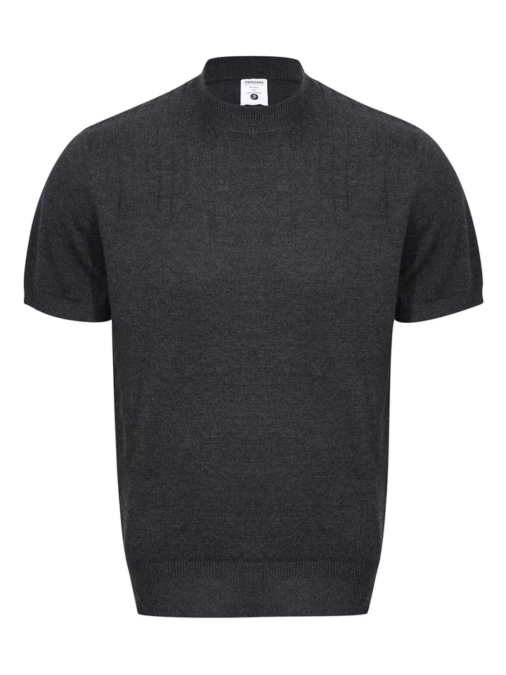 Men's ribbed mock-neck short-sleeve top