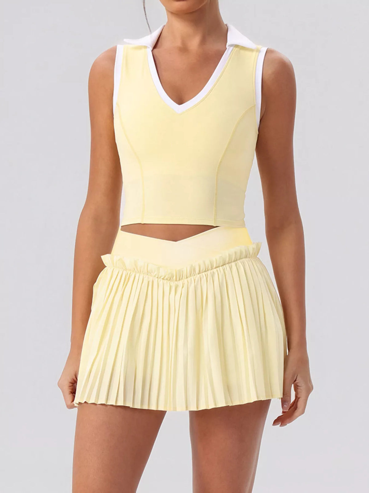 Pleated Skirt & Sleeveless Active Set