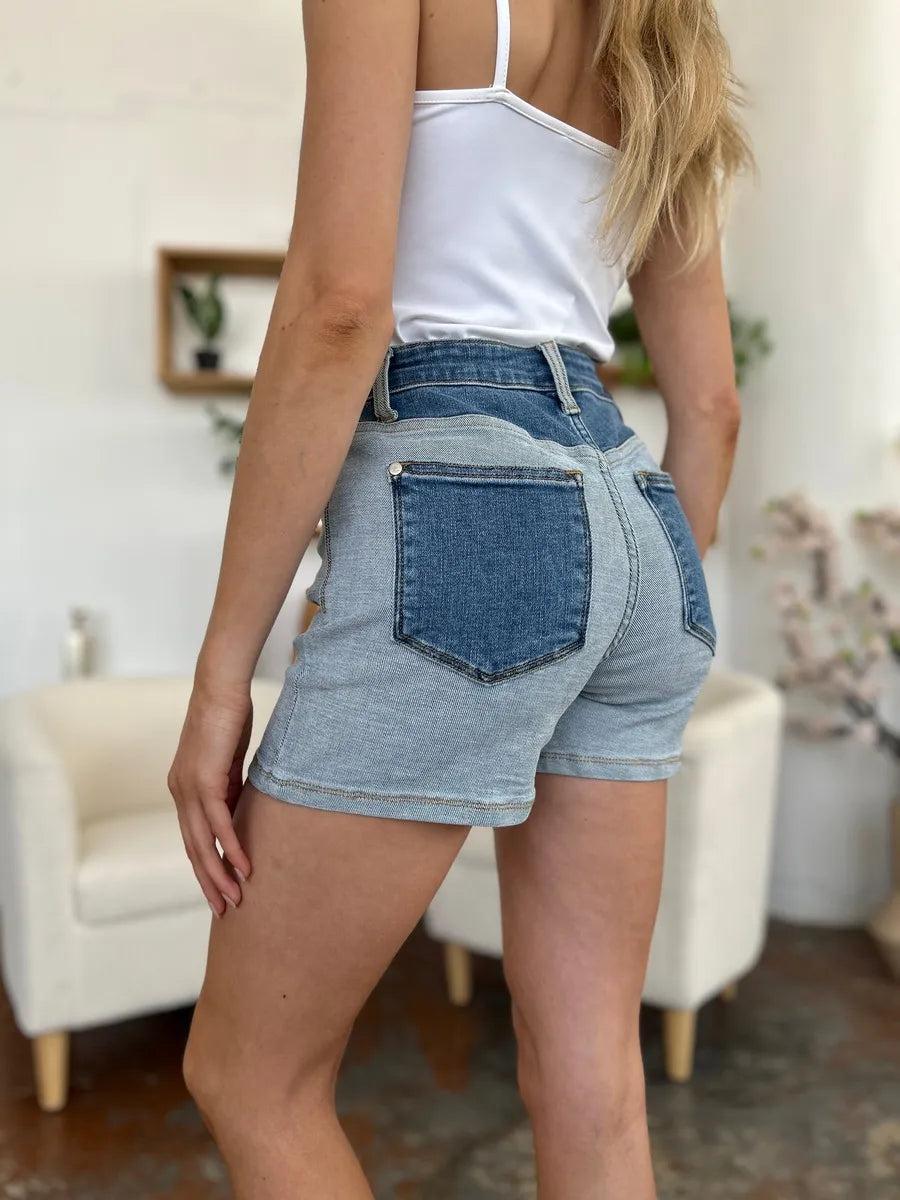 Judy Blue Marlowe Color Block Denim Shorts