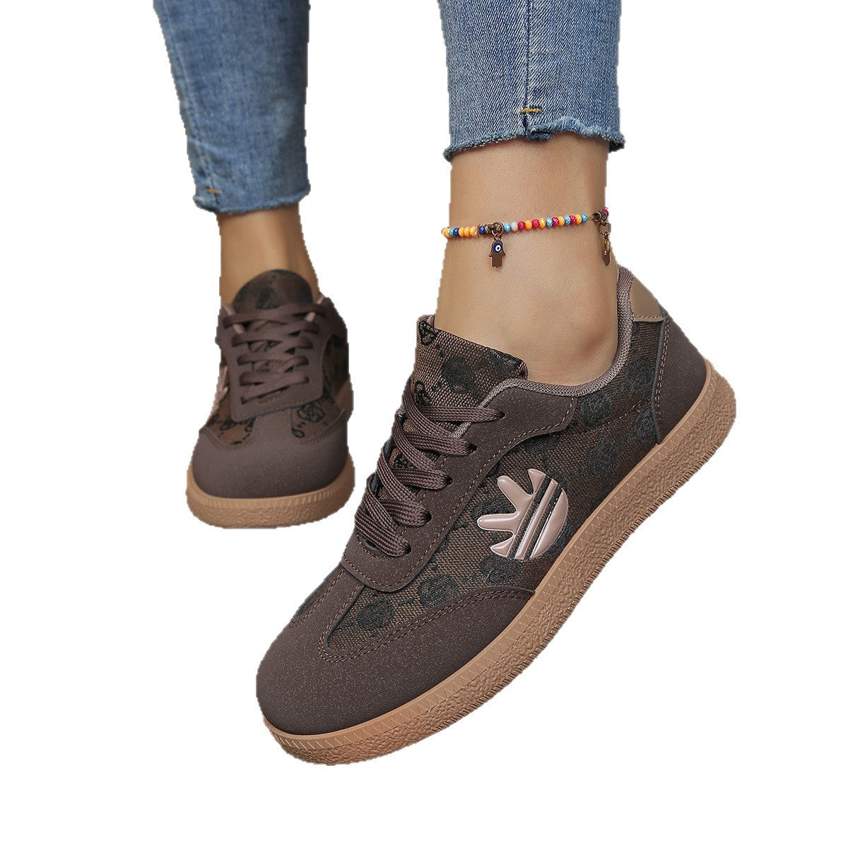 Women's Retro Chunky Sole Sneakers – Color-Block Lace-Up Platform Shoes