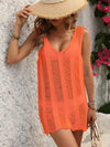 Sheer fringe beach cover-up for women